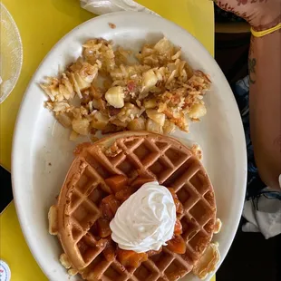Peach whiskey waffle