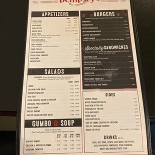 menu and prices