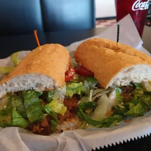 Hot roast beef po-boy