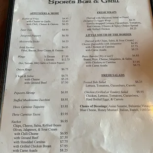 New menu