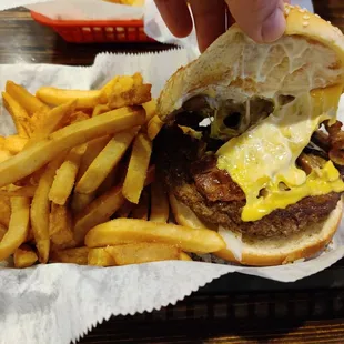 Bacon cheeseburger, add grilled mushrooms. Pretty good!