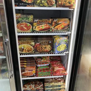 a display of frozen food