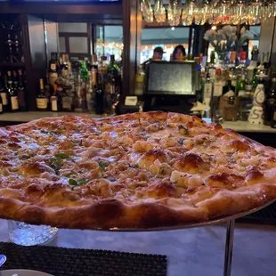 Half clam and half scampi pizza!