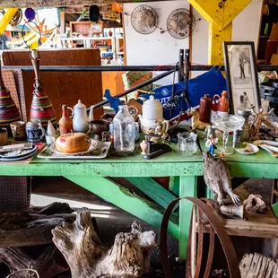 a table full of antiques