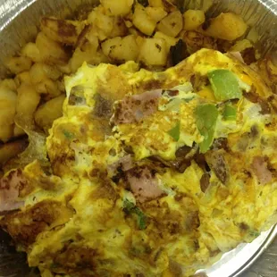 Western omelette with home fries