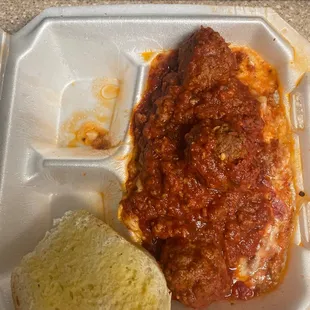 Lasagna added meatballs