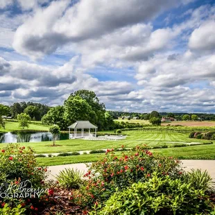 Our classic gazebo overlooking a pond is perfect for weddings