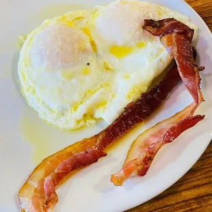 bacon and eggs on a plate
