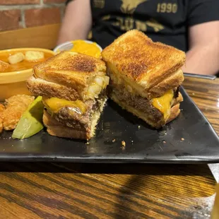Grilled Cheese on the top and bottom of a burger!