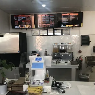 the counter and menus
