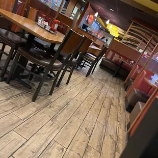 tables and chairs in a restaurant
