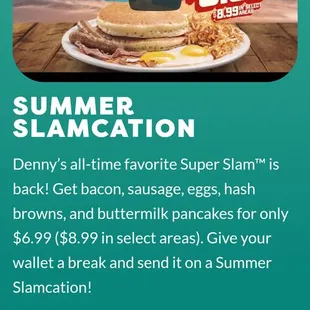 the menu for the summer slam