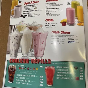 Drink Section of Menu