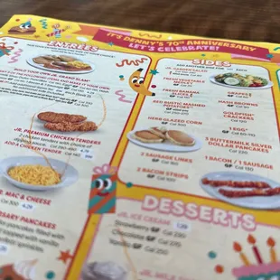 the menu for the restaurant