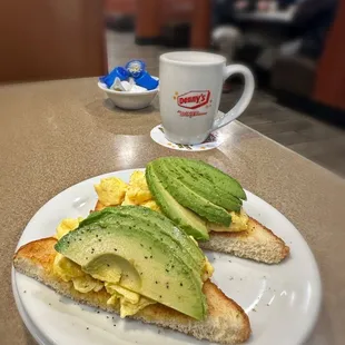 Breakfast here is always a win! Eggs, toast, and avocado- - Yum!