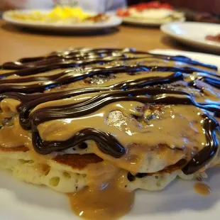 Peanut butter and chocolate pancakes