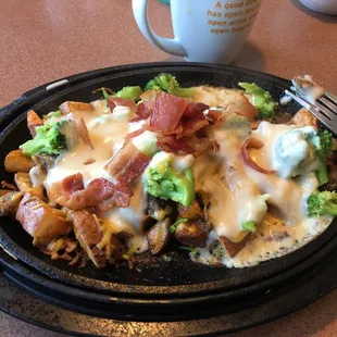 My steak and egg skillet with broccoli and potatoes.  Good!!