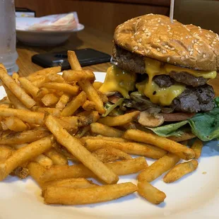 Double cheeseburger w/ seasoned fries. Yum!