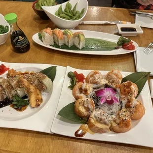 Salmon Tempura Roll, Red Mountain Roll, Alaska Roll,