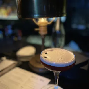 a drink in a glass