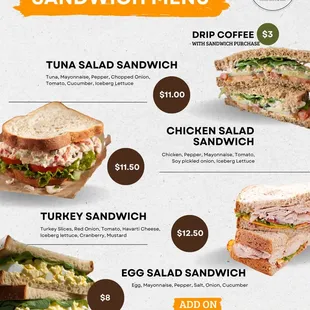 Sandwich menu