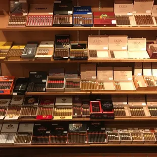 shelves of cigars and cigars
