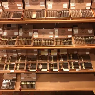 shelves of cigars and cigars