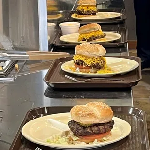 a row of hamburgers