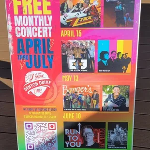 a sign for a free concert