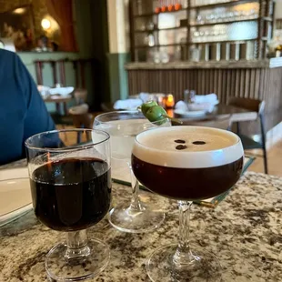 Espresso martini, gin martini, super Tuscan