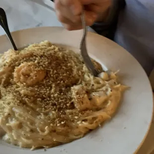 3 fish pasta, missing crab  it did have three shrimp in it for $28