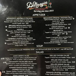 menu