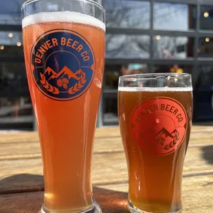 a pint and a glass of beer