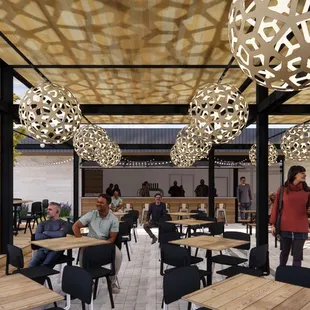 a rendering of the interior of a restaurant