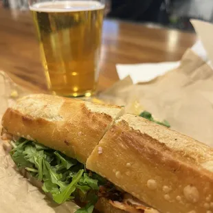 Smoked turkey and Gouda on a French baguette