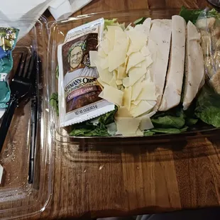 Roasted chicken Caesar salad after opening