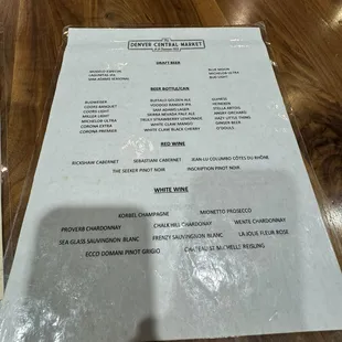 Menu as of July 2024