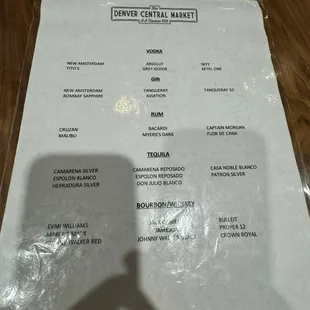 Menu as of July 2024