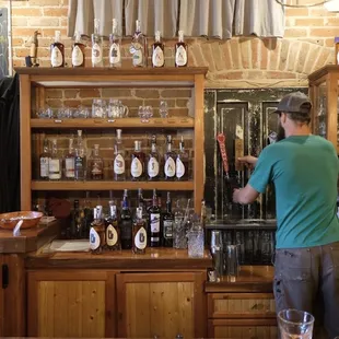 Brother working the tap.