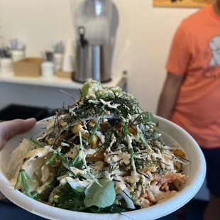 Poke bowl with sprout salad as the base! Try it!