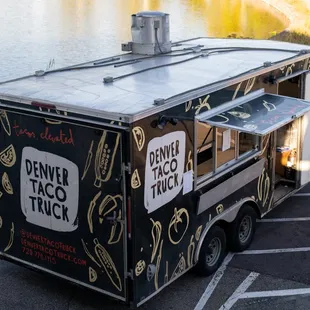 the food truck parked in a parking lot