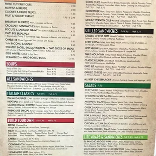 The most current Menu, 2018.
