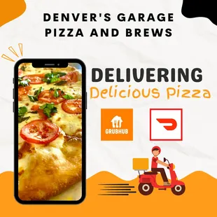 delivery pizza on a smartphone screen