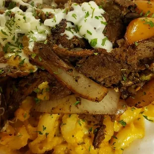 Steak over mac
