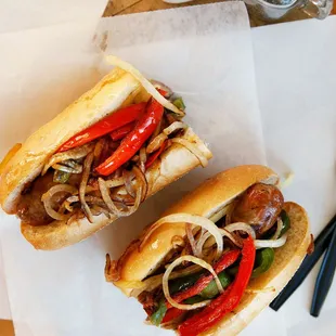 One thing we are famous for is the homemade Italian sausage. Topped with peppers and onions and you got yourself an awesome sub.