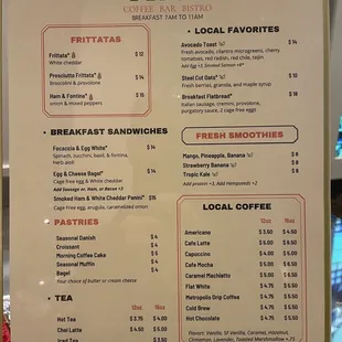 Breakfast menu