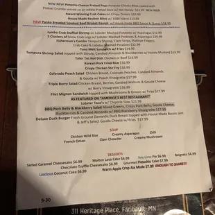 Menu Specials