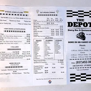 Menu (as of Jan 2021)