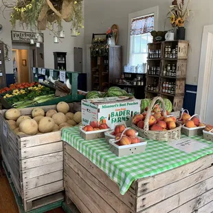 Fresh produce and specialty items like pickled and dehydrated veggies.