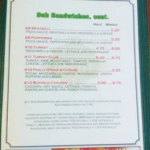 menu